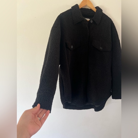 Good American‎ Contour Faux Shearling Jacket Black Sherpa Shacket Size S/M - Picture 4 of 12